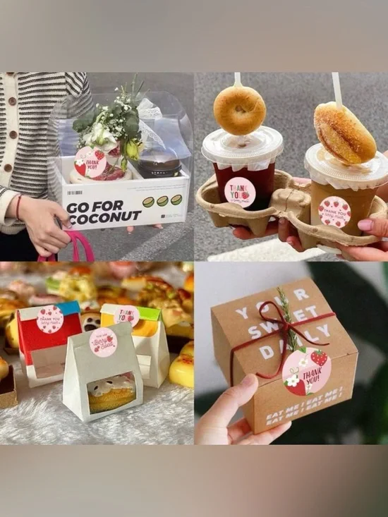 Party Supplies | Nip 50pcs Round Strawberry Thank You Sticker Roll Pink ...